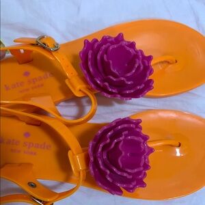 Kate Spade Orange Sandals with Purple Flower